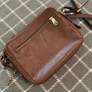 Fossil brown leather crossbody bag